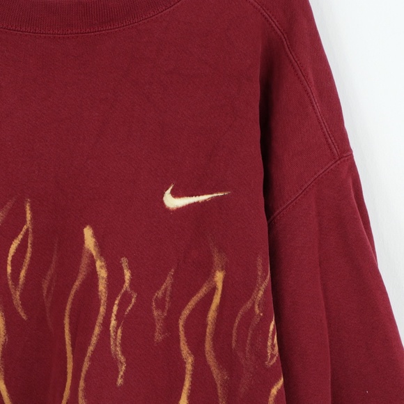 Vintage 90s Nike Mini Swoosh Flames Sweatshirt Red - Picture 4 of 12